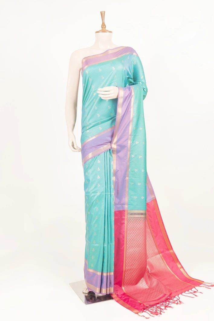 turquoise-green-red-semi-lightweight-silk-saree-sw000001471-a