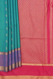 turquoise-green-red-semi-lightweight-silk-saree-sw000001471-b