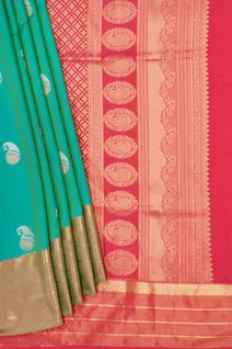 turquoise-green-red-semi-lightweight-silk-saree-sw000001487-b