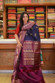navy-blue-lightweight-silk-saree-with-purple-big-border-pichwai-prints-sw000001524-b