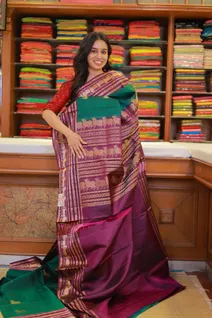dark-green-lightweight-silk-saree-with-purple-big-border-pichwai-prints-sw000001525-b