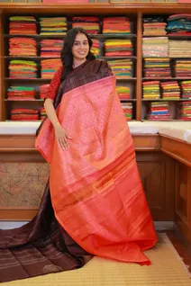 coffee-brown-lightweight-silk-saree-with-orange-silver-zari-checks-sw000001532-b