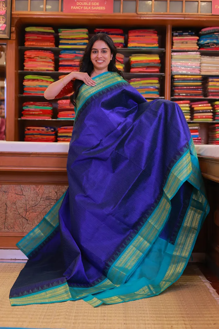 royal-blue-turquoise-green-pure-silk-cotton-saree-with-checks-sw000001547-a