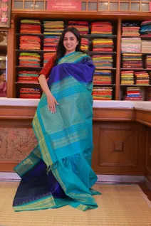 royal-blue-turquoise-green-pure-silk-cotton-saree-with-checks-sw000001547-b