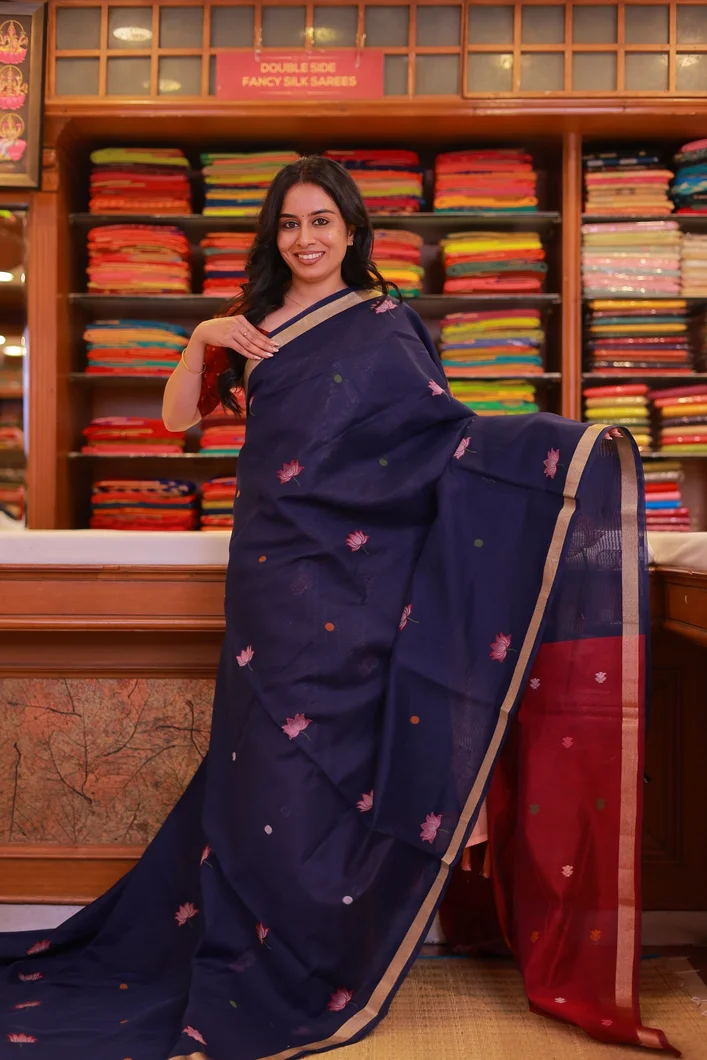 navy-blue-fancy-cotton-saree-with-magenta-lotus-motifs-sw000001549-a