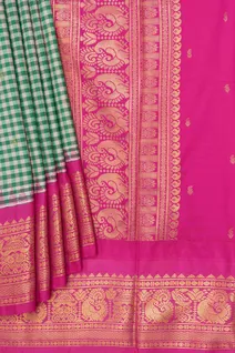 green-silk-mix-saree-with-pink-accents-tiny-checks-sw000001580-b