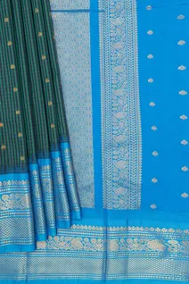 green-silk-mix-saree-with-blue-accents-tiny-checks-sw000001582-b