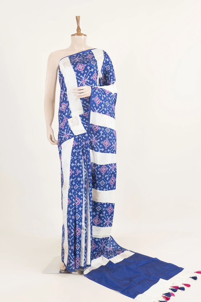 royal-blue-semi-tussar-saree-with-ikat-design-white-border-sw000001589-a