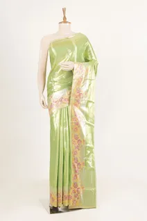 parrot-green-tissue-saree-with-floral-border-sw000001599-a