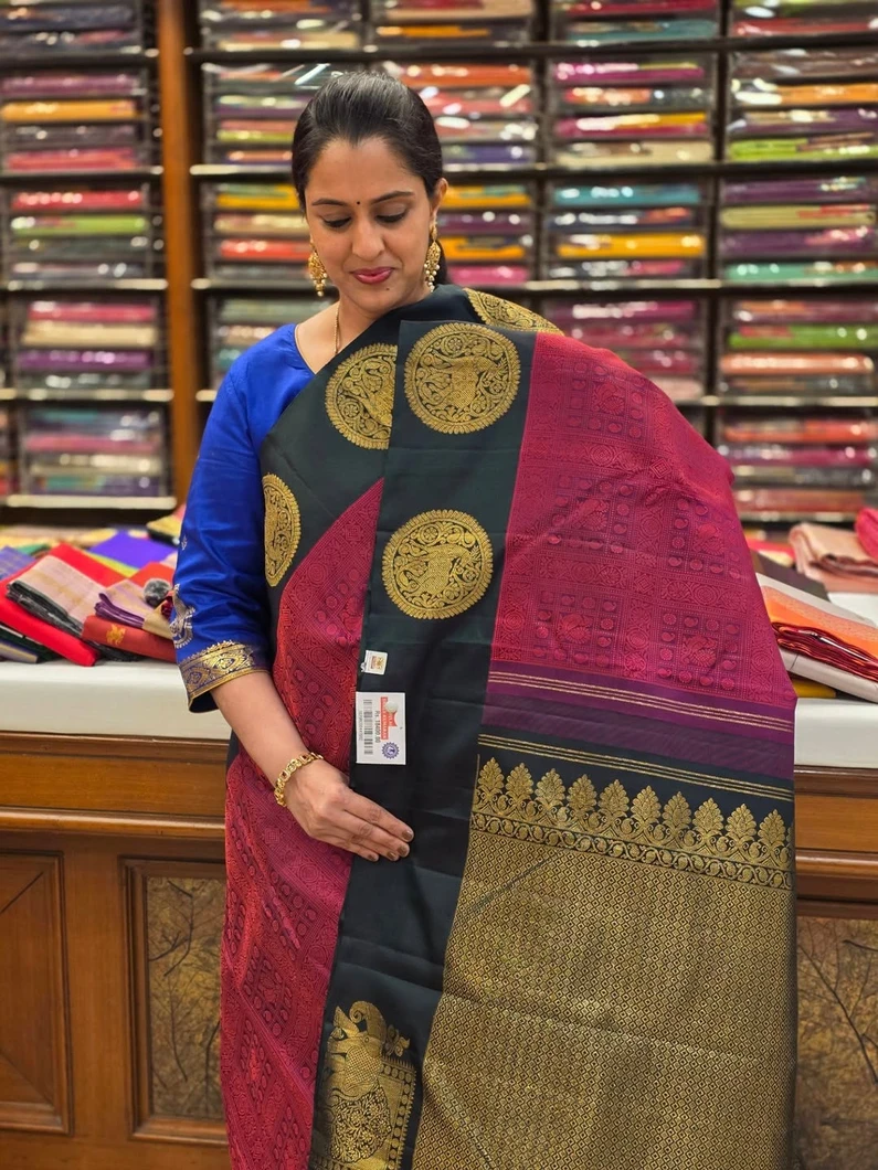 pure-kanchi-silk-saree-kalakshetra-maroon-with-green-thread-work-sw000001611-a