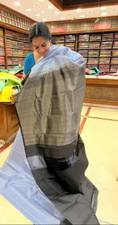 light-weight-silk-saree-blue-with-pink-tiny-checks-black-border-sw000001619-b