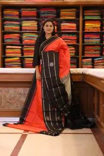 lightweight-silk-saree-orange-with-black-checks-rettai-pettu-border-sw000001680-b
