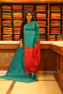 lightweight-silk-saree-teal-with-red-tiny-buttis-sw000001685-b