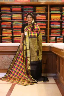 multicolour-checked-pure-zari-kanchi-silk-saree-with-traditional-gold-border-sw000001694-b
