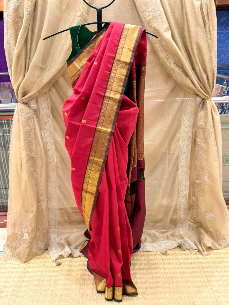 red-brown-pure-zari-kanchi-silk-saree-with-tiny-buttas-sw000001709-a