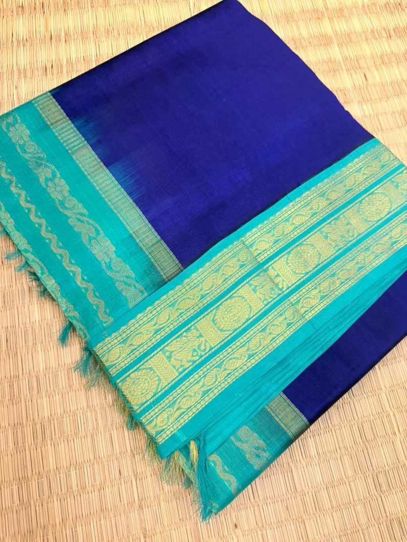 royal-blue-pure-silk-cotton-saree-with-turquoise-green-accents-sw000001807-a