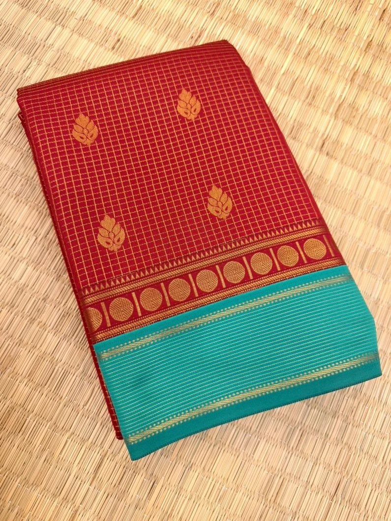 semi-silk-saree-in-red-with-turquoise-zari-checks-sw000001812-a