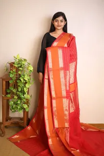 cotton-saree-in-red-with-orange-striped-lines-sw0000097-b