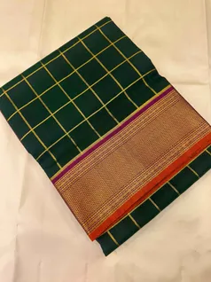 9-yards-bottle-green-saree-with-purple-and-golden-checks-sw00000236-a