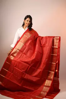 kanchi-silk-saree-in-vibrant-orange-with-golden-tiny-checks-sw00000212-a