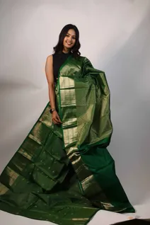 kanchi-silk-saree-in-lush-leaf-green-with-golden-tiny-checks-sw00000214-b