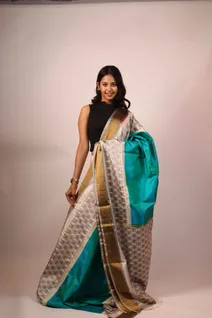 lightweight-silk-saree-in-white-and-anandha-blue-with-pochampally-design-sw00000222-b