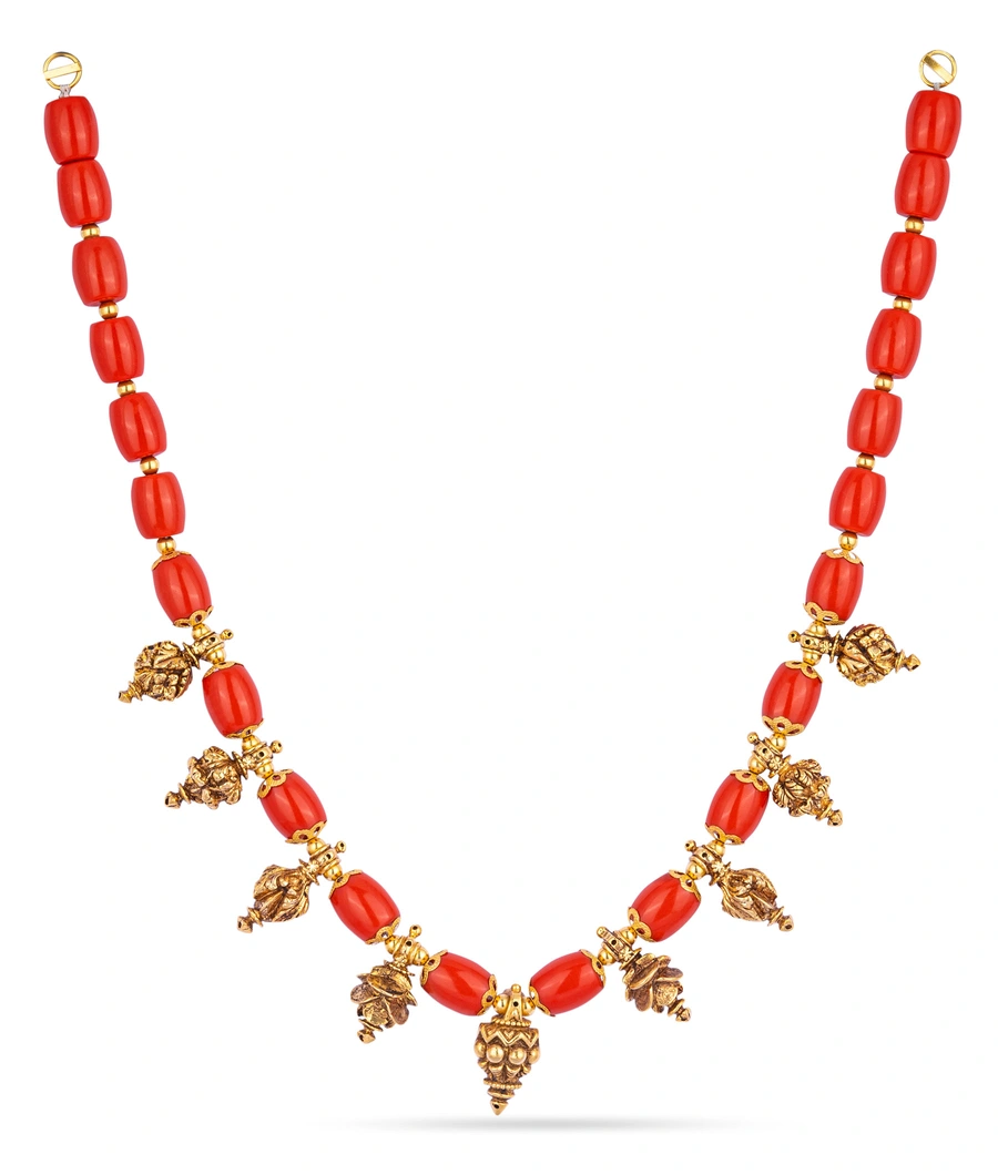 gold-plated-coral-bead-necklace-with-intricate-gold-charms-abm0013-a