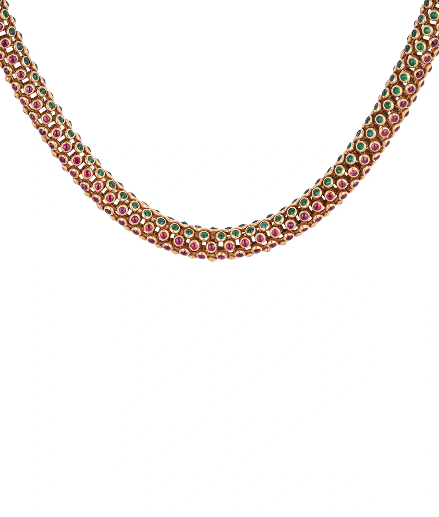 gold-plated-necklace-with-green-and-red-stone-beads-abm0014-b