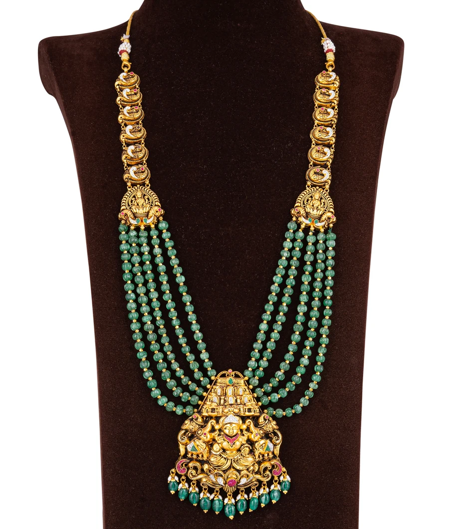 antique-haram-with-emerald-beads-and-goddess-lakshmi-pendant-ahrm0019-a