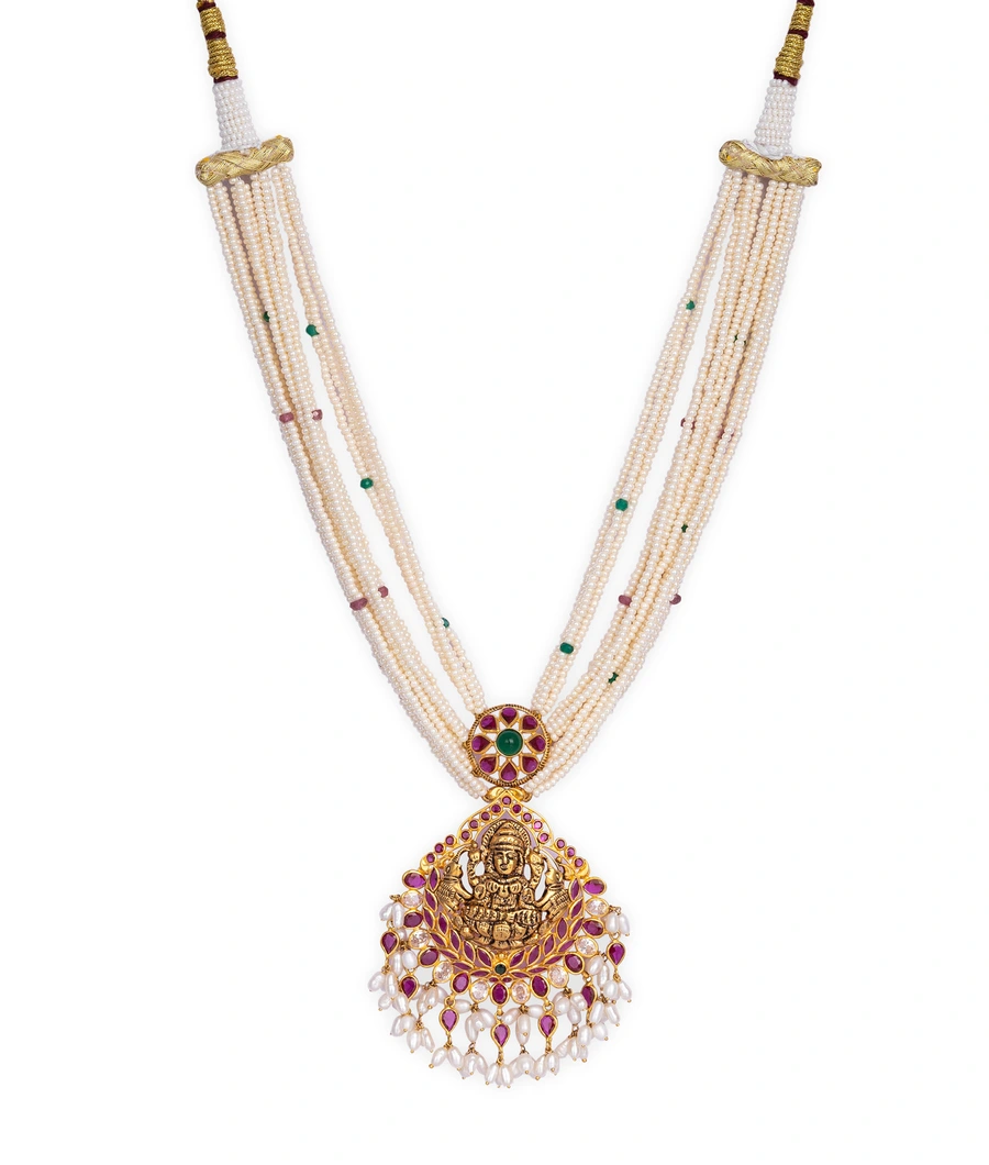 multi-layered-pearl-necklace-with-a-deity-pendant-lwneck0001-a