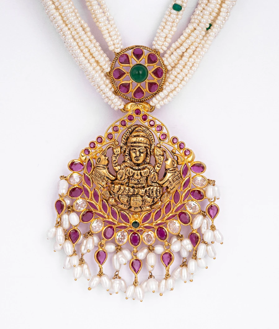 multi-layered-pearl-necklace-with-a-deity-pendant-lwneck0001-b