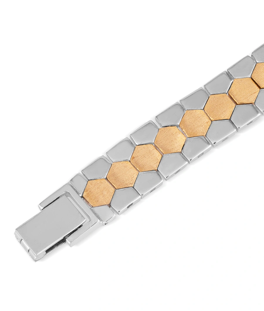 two-tone-metal-bracelet-with-a-hexagon-link-design-pmbr0007-b