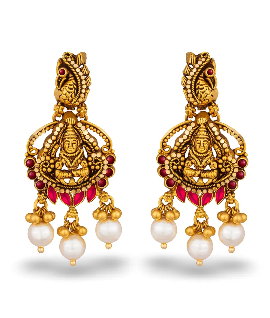 antique-temple-earrings-with-lakshmi-motif-and-pearl-drops-er0004-a