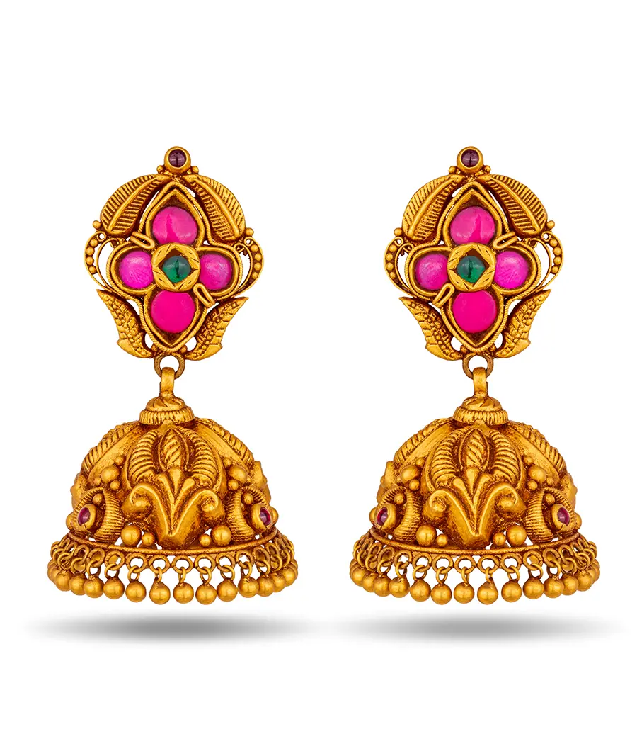 kushi-golden-pink-crystal-jhumka-earrings-er0014-a
