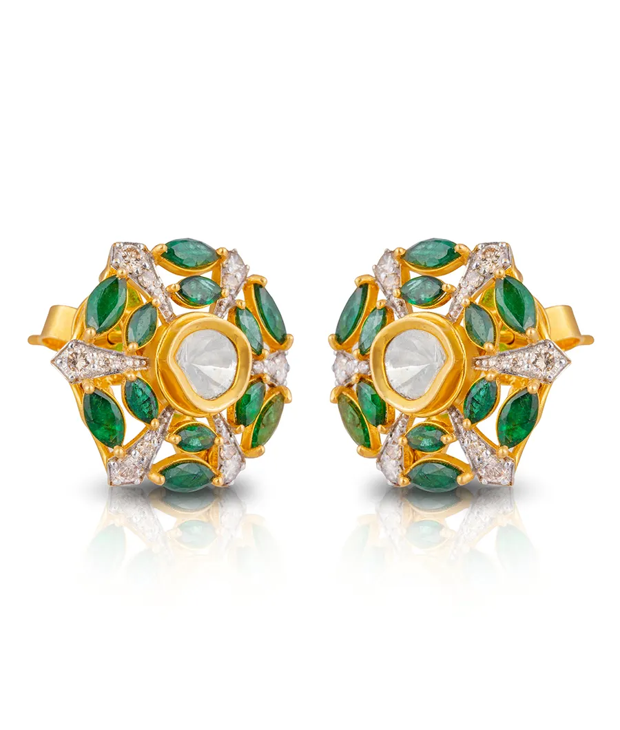 emerald-diamond-and-polki-stud-earrings-per0008-a