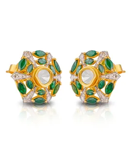 emerald-diamond-and-polki-stud-earrings-per0008-a