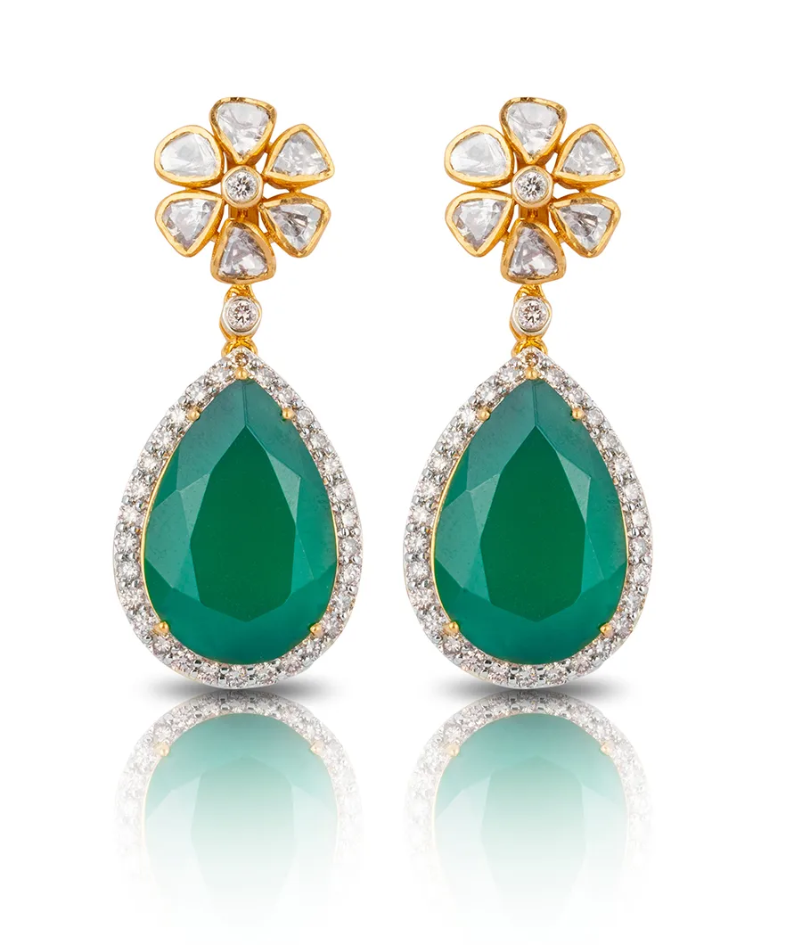 emerald-green-stone-drop-earrings-with-diamond-floral-design-per0028-a