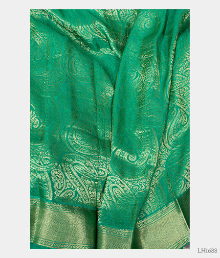 Green Crepe Silk Saree LH1688-image