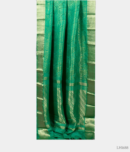 green crepe silk saree full image